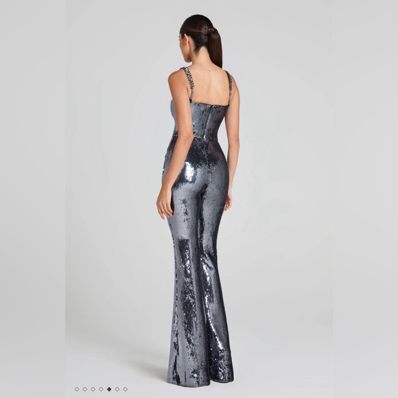 NADINE MERABI Beverly Silver Sequin Jumpsuit - Picture 4 of 12